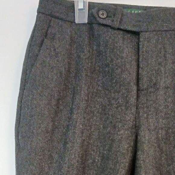 Lauren Ralph Lauren Wool Houndstooth Pants Trousers Charcoal Grey - Picture 5 of 10